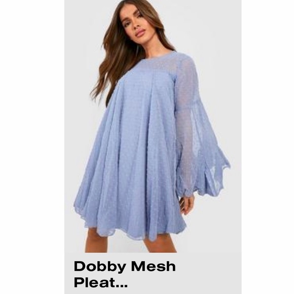 boohoo plus maternity Dresses & Skirts - BooHoo dobby mesh pleat dress NWT plus sz oversz very flared full sweep osfm
